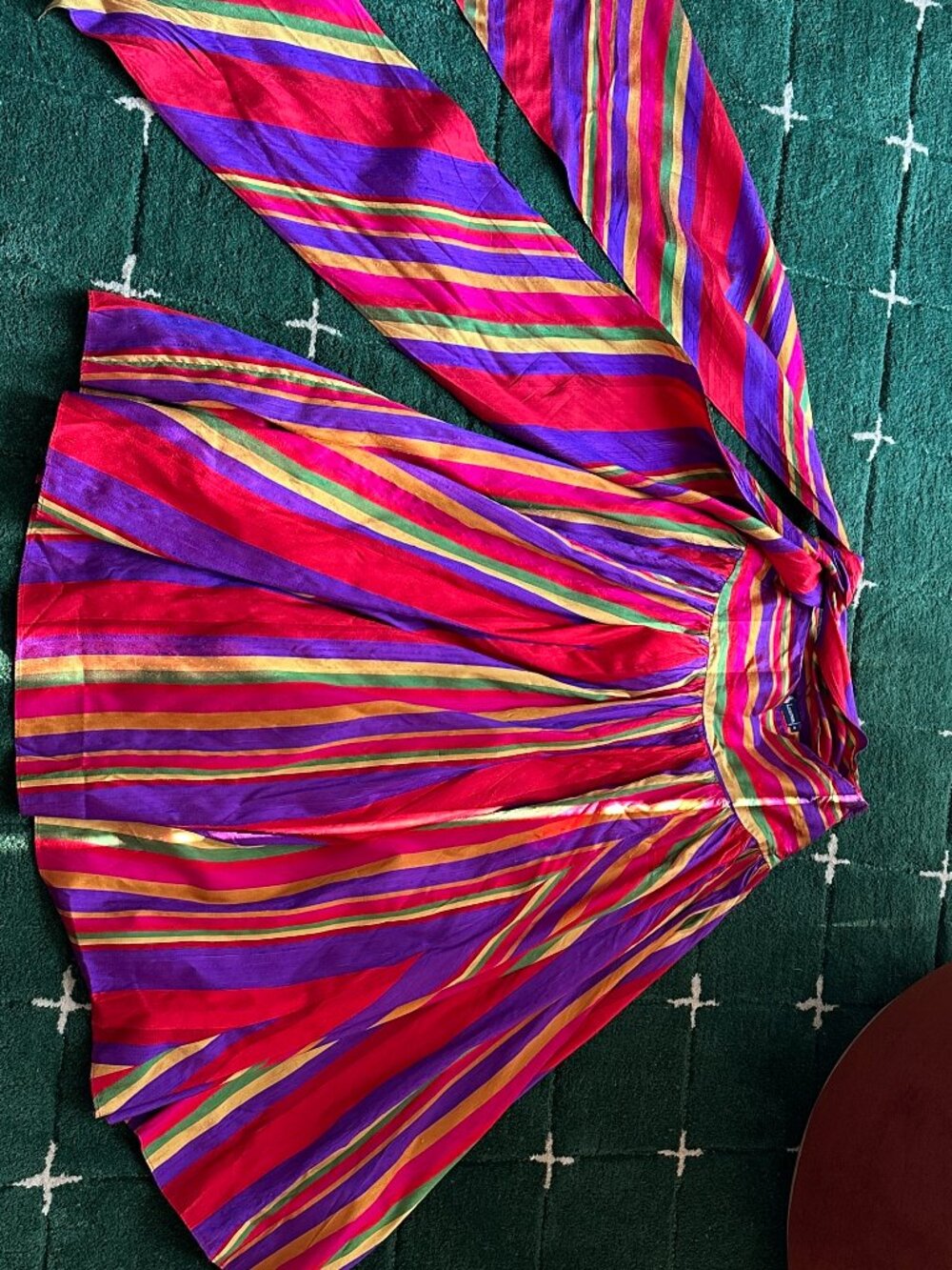 Ralph Lauren Vintage Silk Multicolor Striped Maxi Skirt 8 - Picture 7 of 13